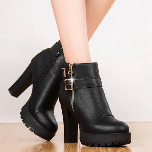 black and gold high heel boots
