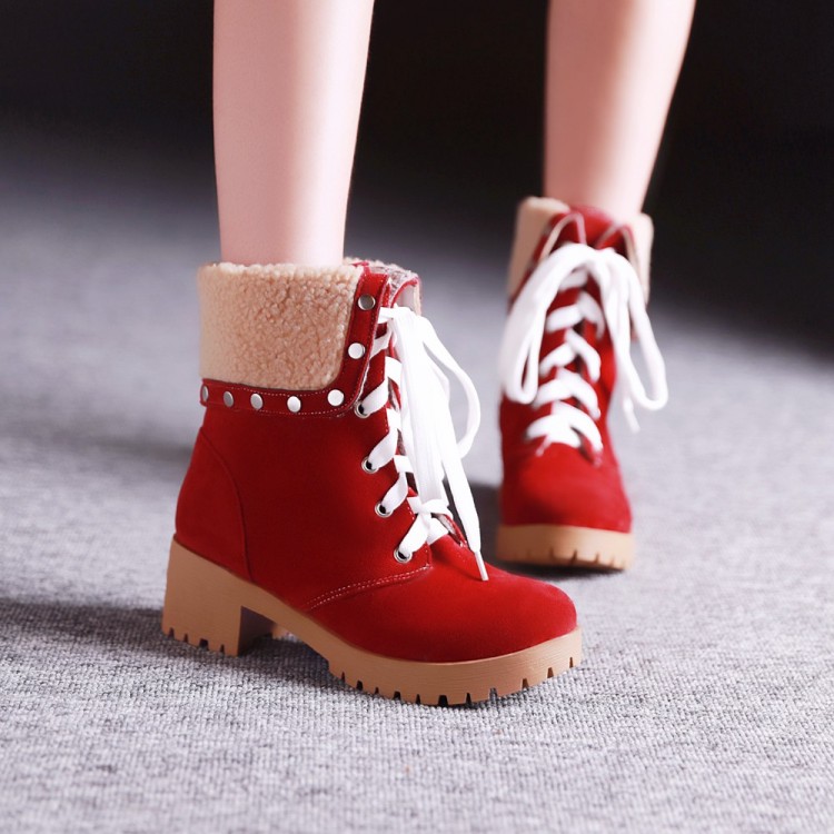 red lace up over the knee boots